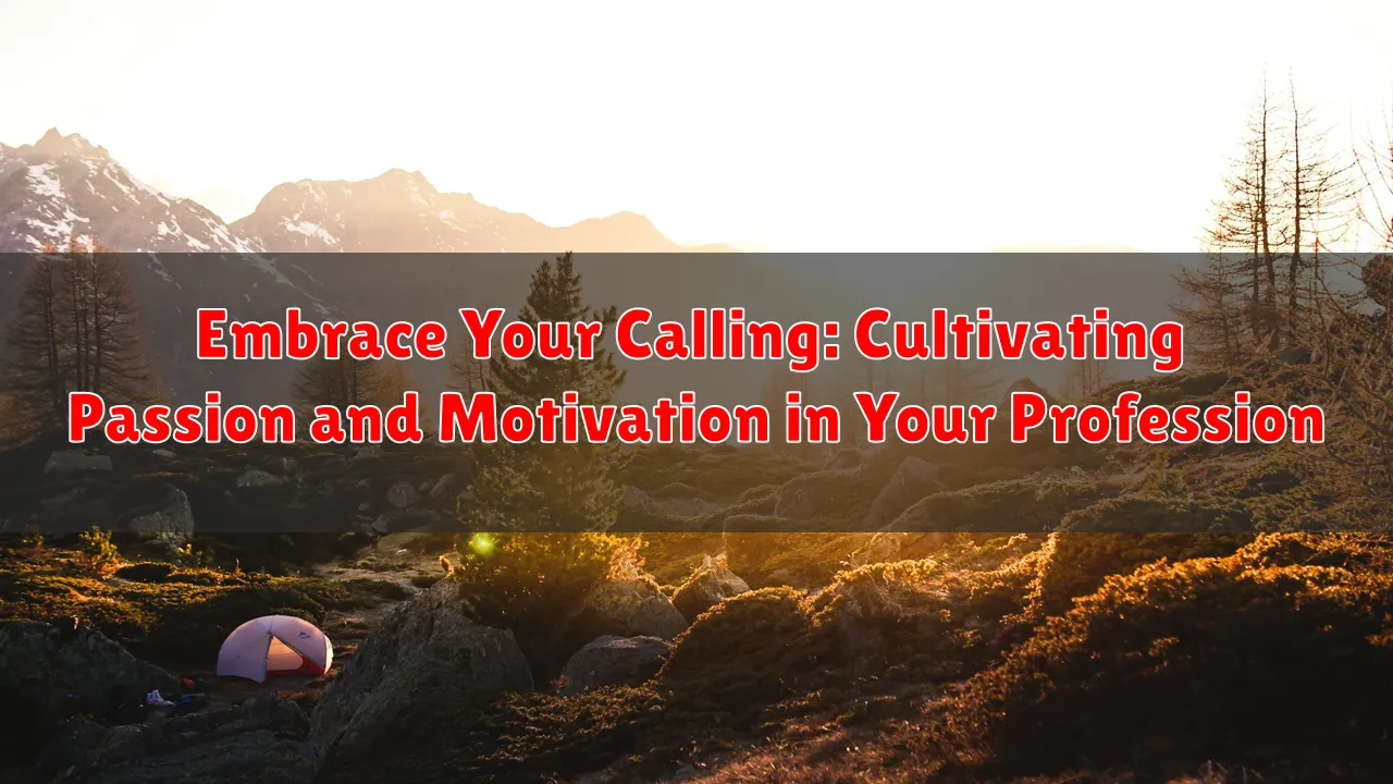 Embrace Your Calling: Cultivating Passion and Motivation in Your Profession